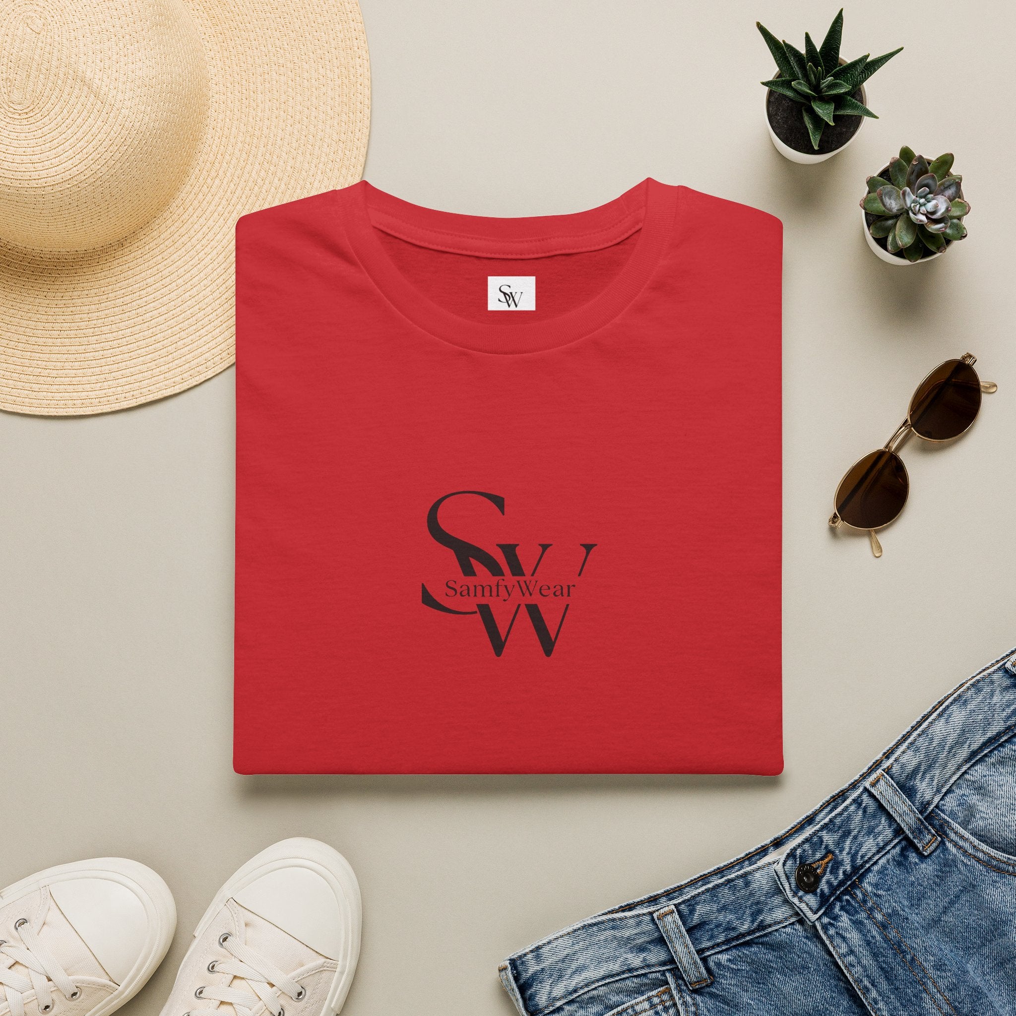 Minimalist Monogram T‑Shirt — 'SW' Slim Script Logo