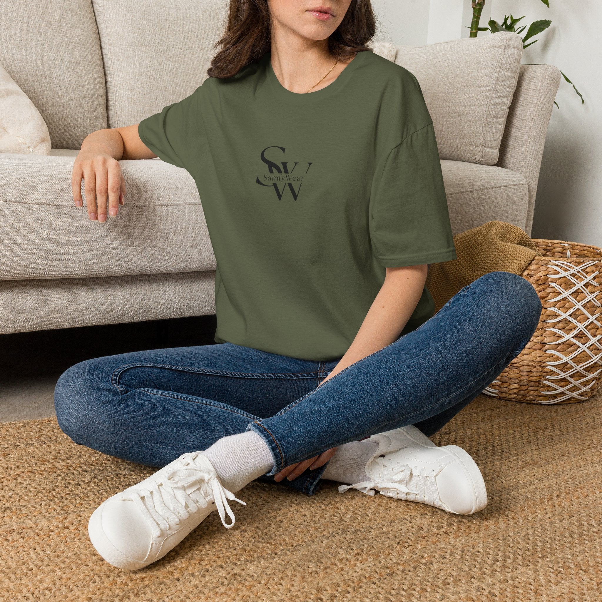Minimalist Monogram T‑Shirt — 'SW' Slim Script Logo