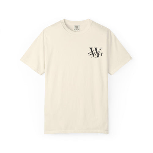 Celestial Angel Graphic Tee — Blindfolded Statue Back Print