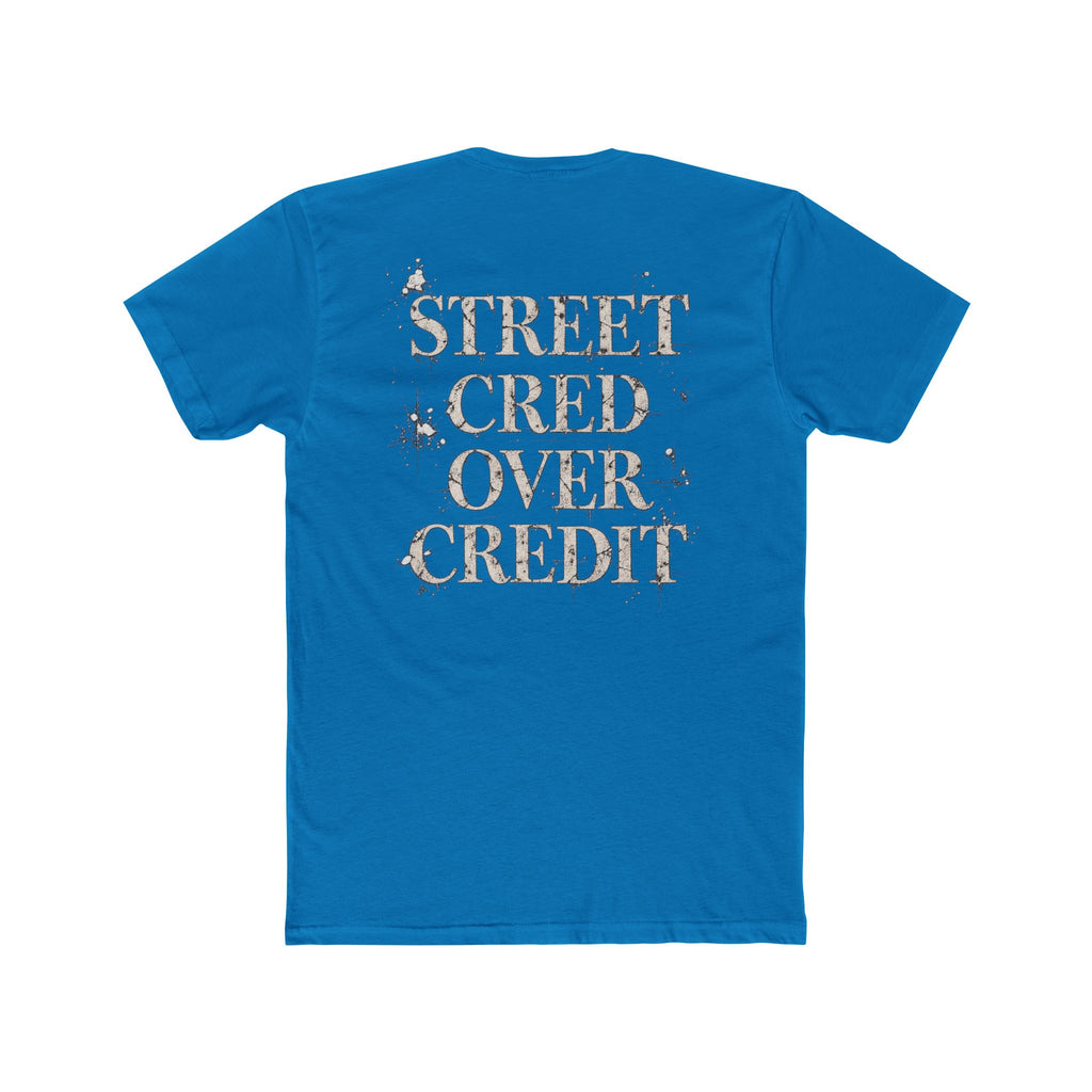 Samfy ‘Street Cred Over Credit’ Graphic Tee — Vintage Text Cotton Crew Shirt