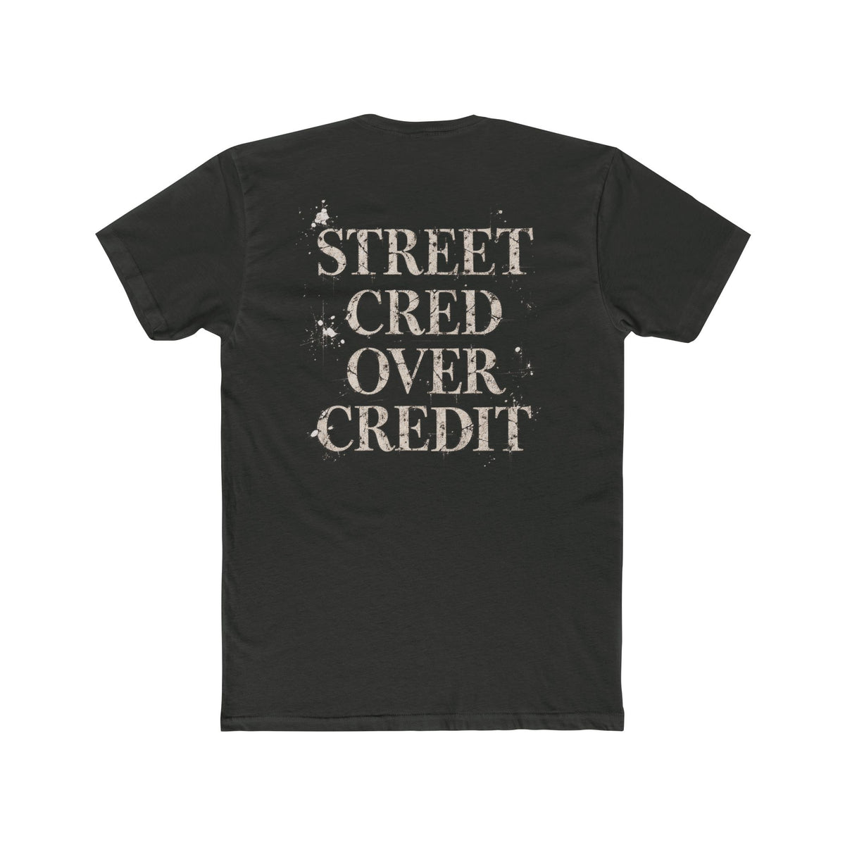 Samfy ‘Street Cred Over Credit’ Graphic Tee — Vintage Text Cotton Crew Shirt