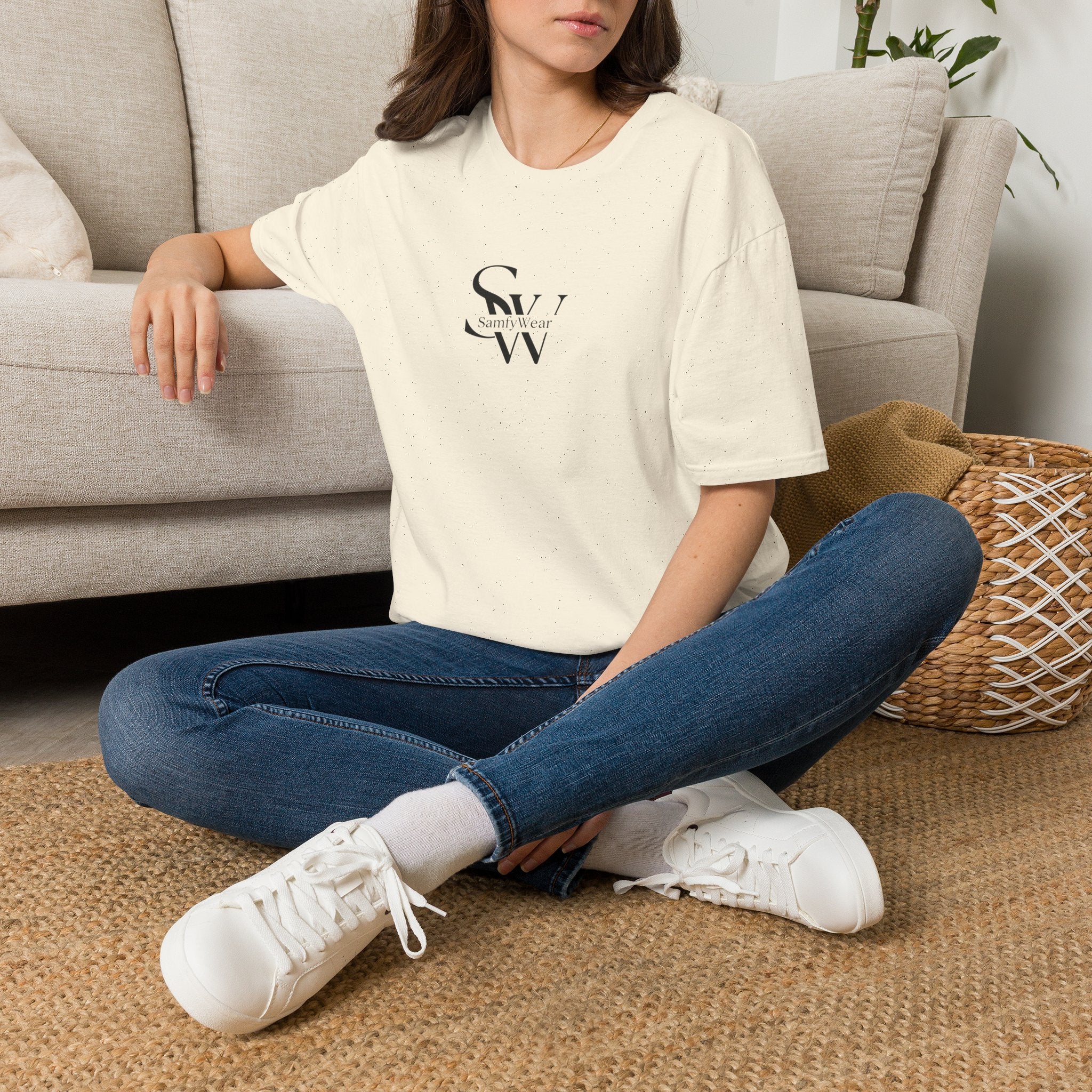 Minimalist Monogram T‑Shirt — 'SW' Slim Script Logo