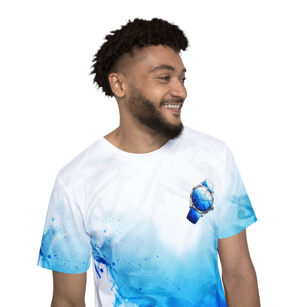Blue Wave Sports Jersey — Men's All-Over Print Athletic Tee with Watch Graphic