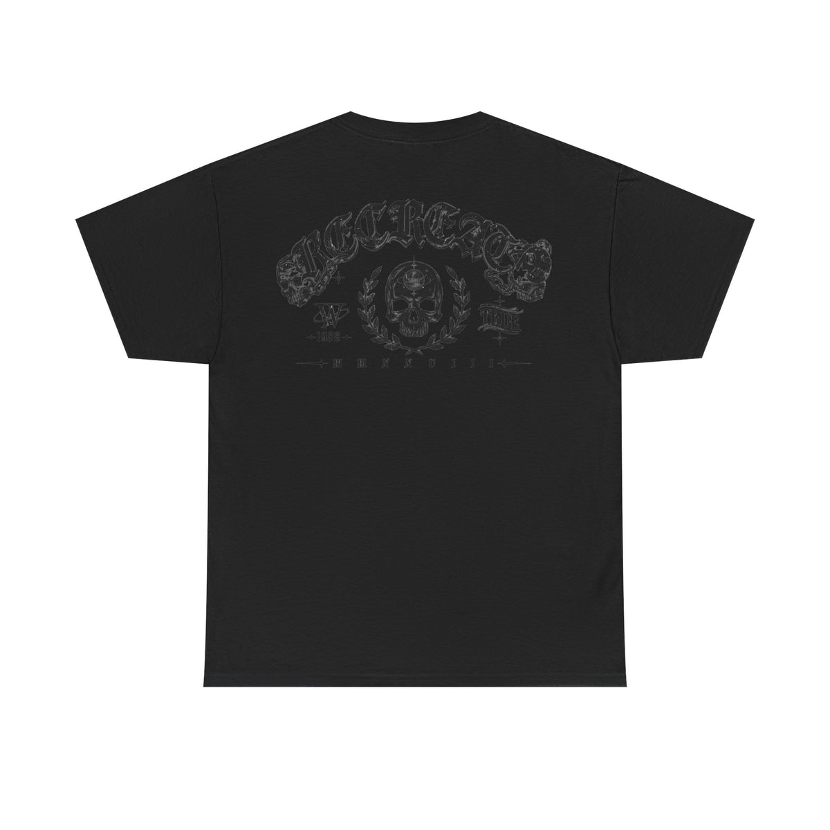 Skull Crest Tee — Vintage Gothic Graphic Cotton T-Shirt