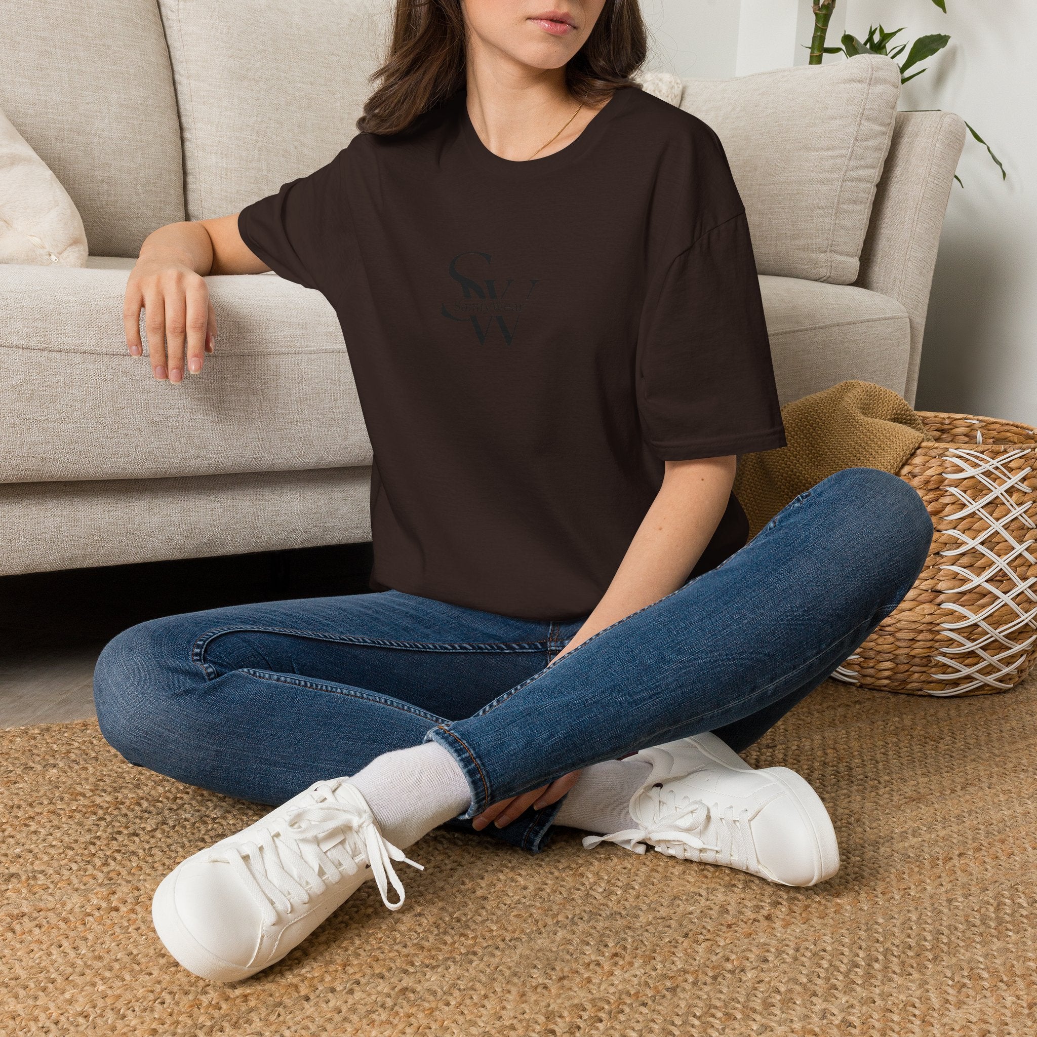 Minimalist Monogram T‑Shirt — 'SW' Slim Script Logo