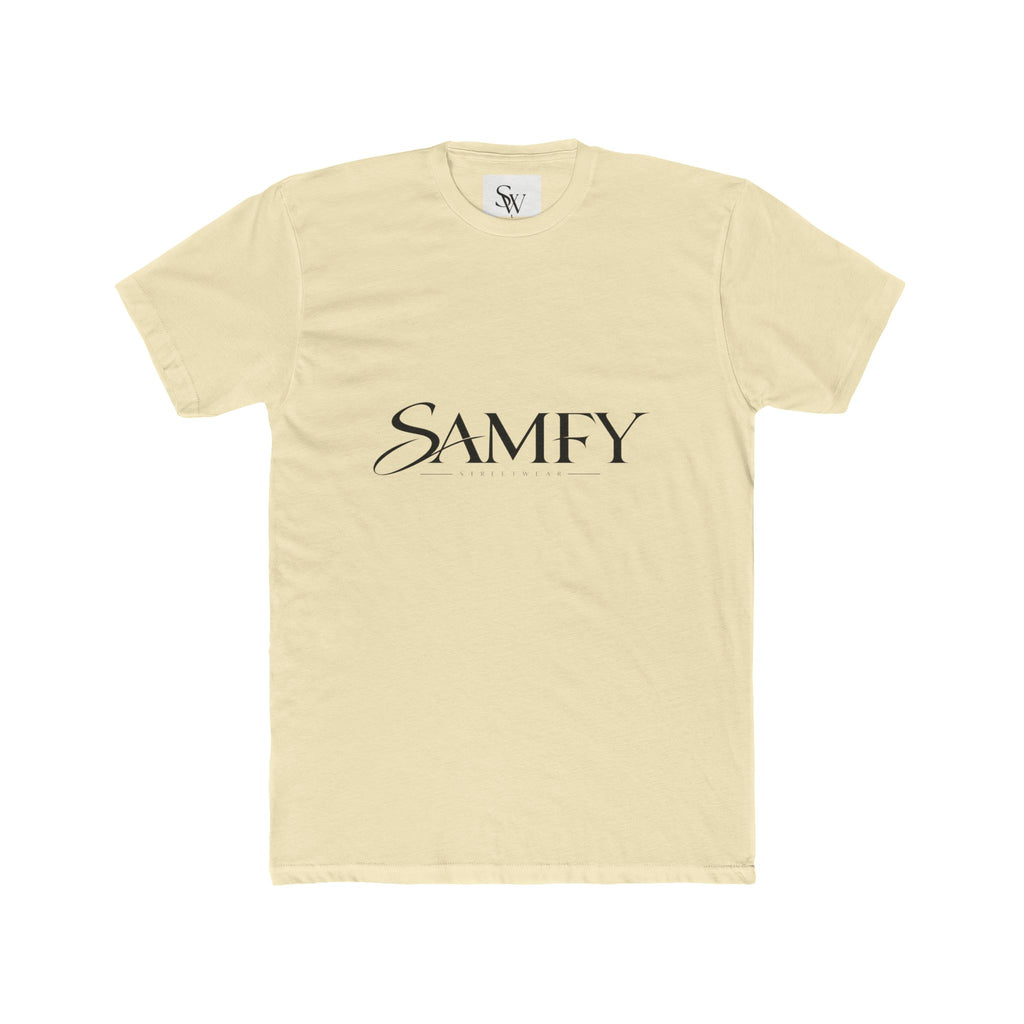 Samfy ‘Street Cred Over Credit’ Graphic Tee — Vintage Text Cotton Crew Shirt
