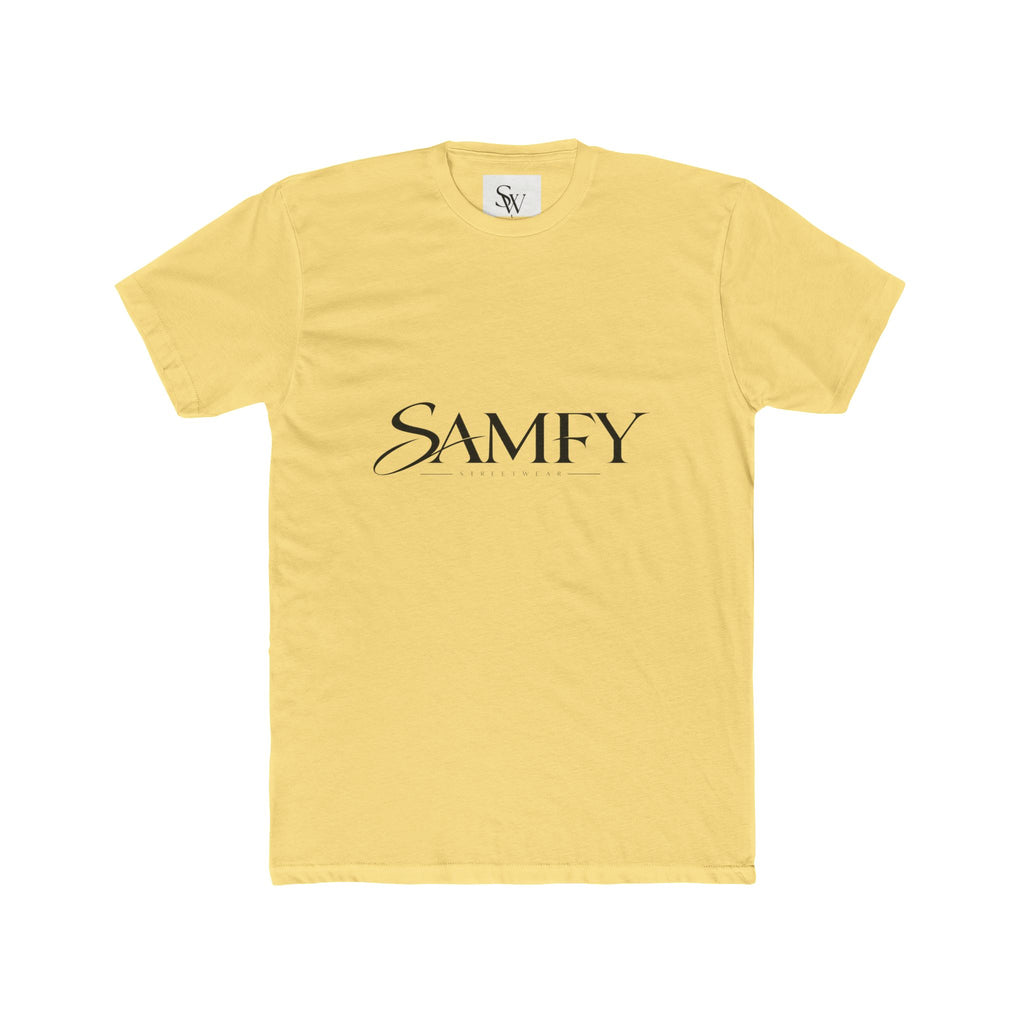 Samfy ‘Street Cred Over Credit’ Graphic Tee — Vintage Text Cotton Crew Shirt