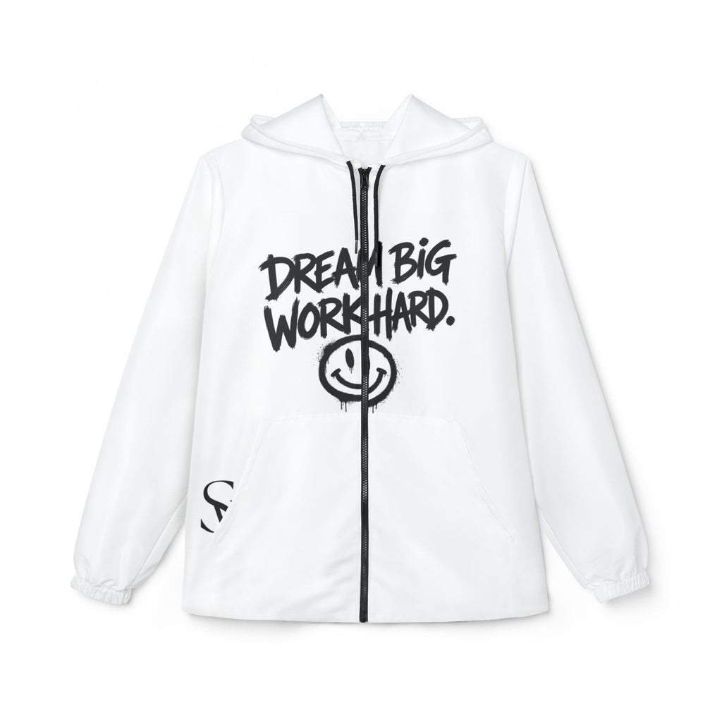 Dream Big Work Hard Windbreaker Jacket – Graffiti Smile Hooded Windbreaker