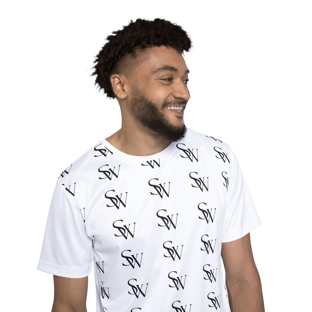 Men's Monogram Sports Jersey — All-Over 'SW' Logo Athletic Tee