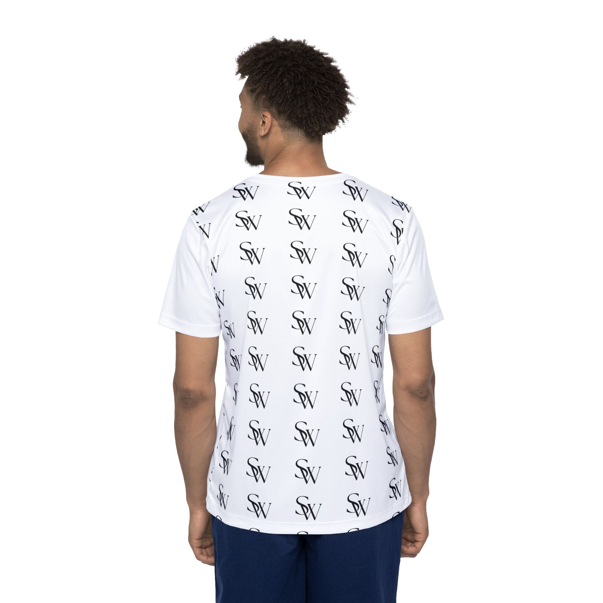 Men's Monogram Sports Jersey — All-Over 'SW' Logo Athletic Tee