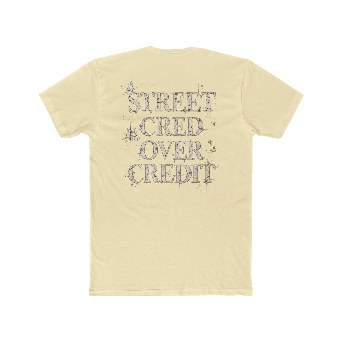 Samfy ‘Street Cred Over Credit’ Graphic Tee — Vintage Text Cotton Crew Shirt