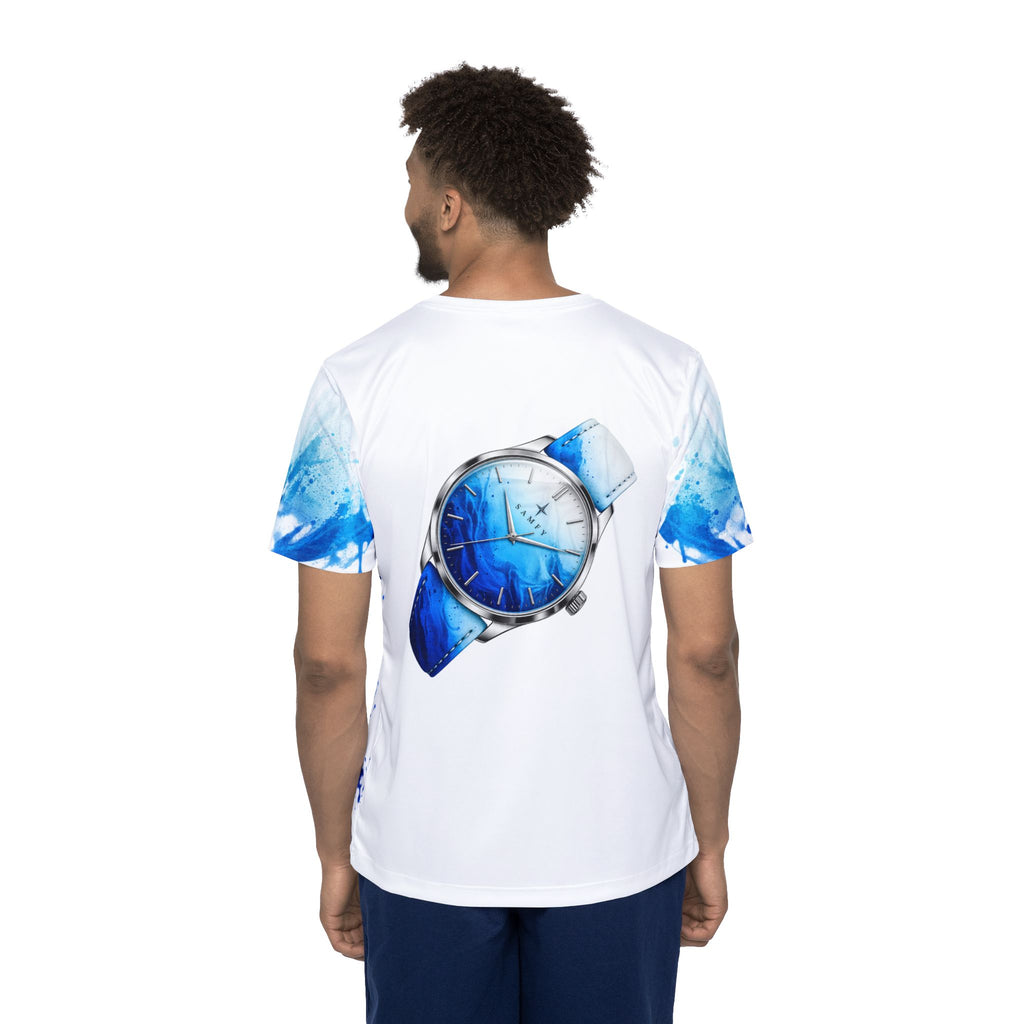 Blue Wave Sports Jersey — Men's All-Over Print Athletic Tee with Watch Graphic