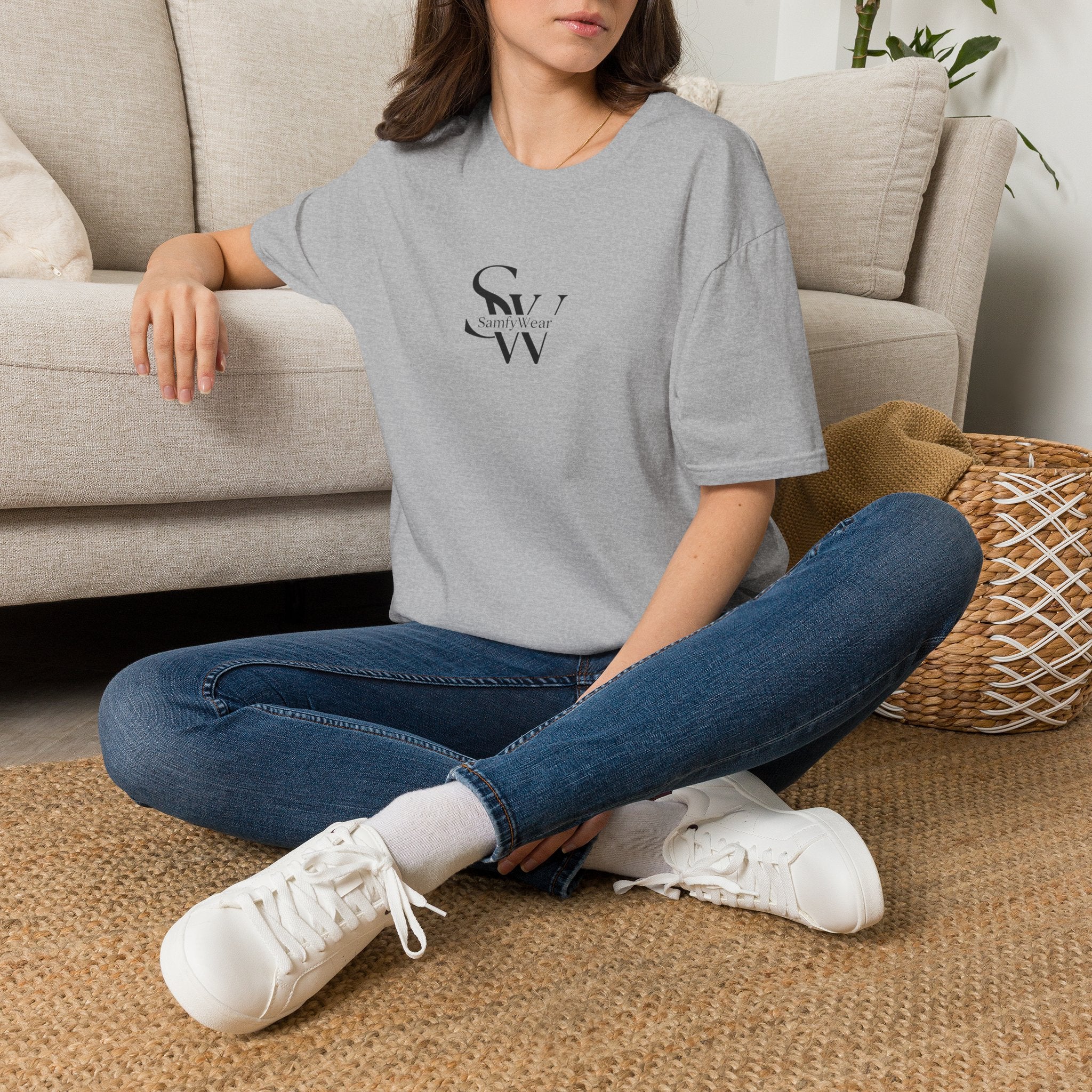 Minimalist Monogram T‑Shirt — 'SW' Slim Script Logo