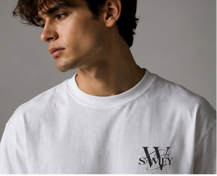 Initials Monogram T-Shirt — Elegant 'W SAMEY' Minimal Chest Logo Tee