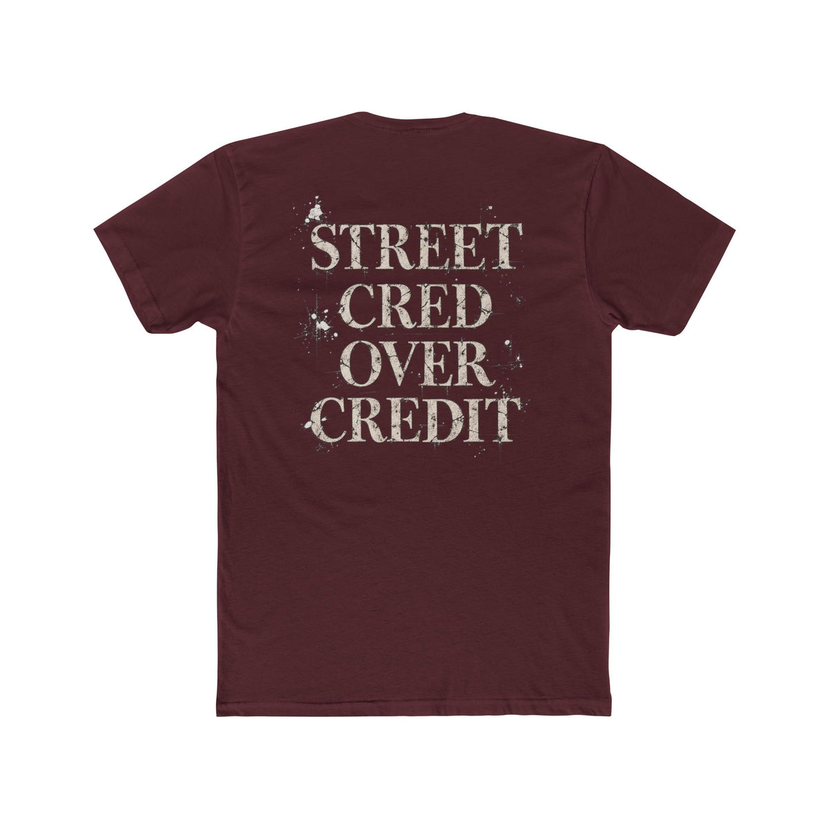 Samfy ‘Street Cred Over Credit’ Graphic Tee — Vintage Text Cotton Crew Shirt
