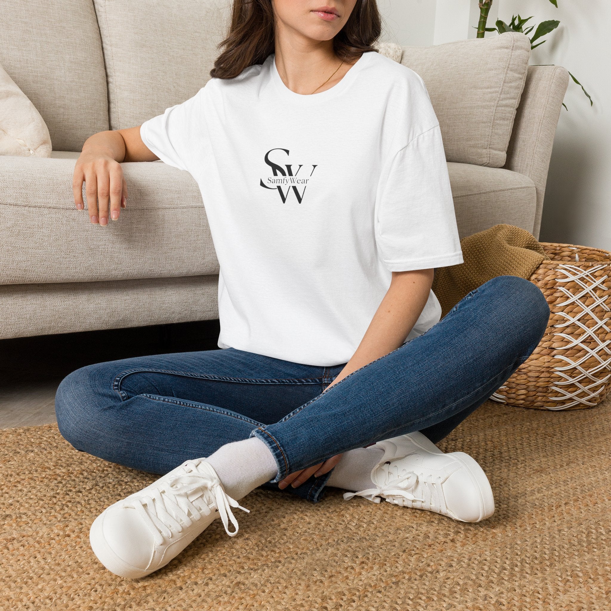 Minimalist Monogram T‑Shirt — 'SW' Slim Script Logo