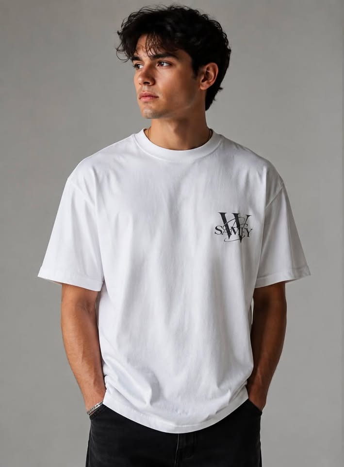 Initials Monogram T-Shirt — Elegant 'W SAMEY' Minimal Chest Logo Tee