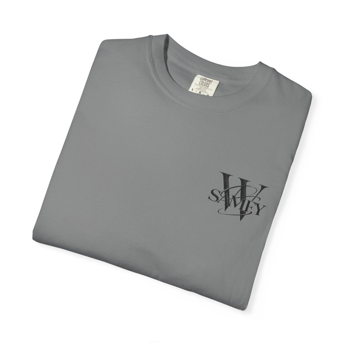 Angel Statue Cosmic Backprint T-Shirt — Blindfolded Angel with Planetary Halo Graphic
