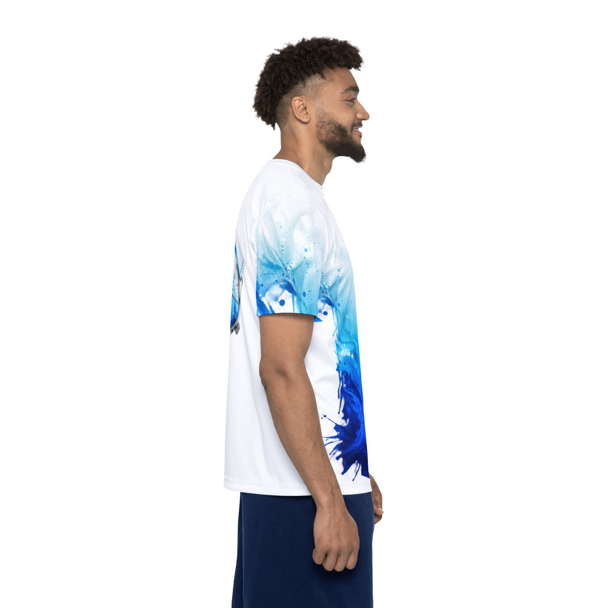 Blue Wave Sports Jersey — Men's All-Over Print Athletic Tee with Watch Graphic