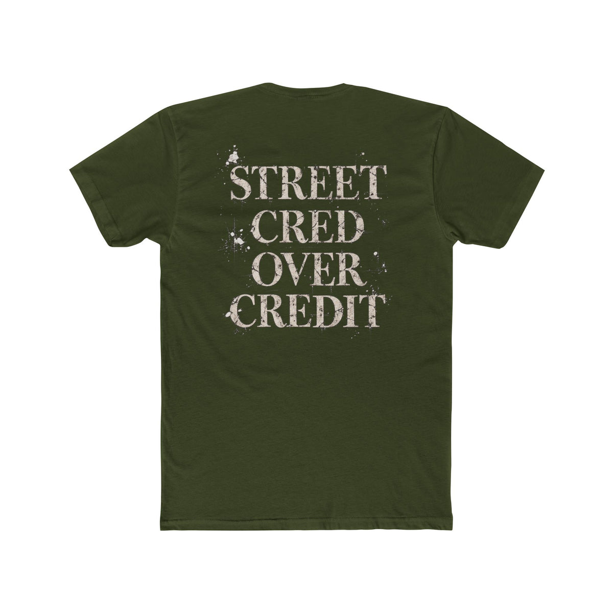Samfy ‘Street Cred Over Credit’ Graphic Tee — Vintage Text Cotton Crew Shirt