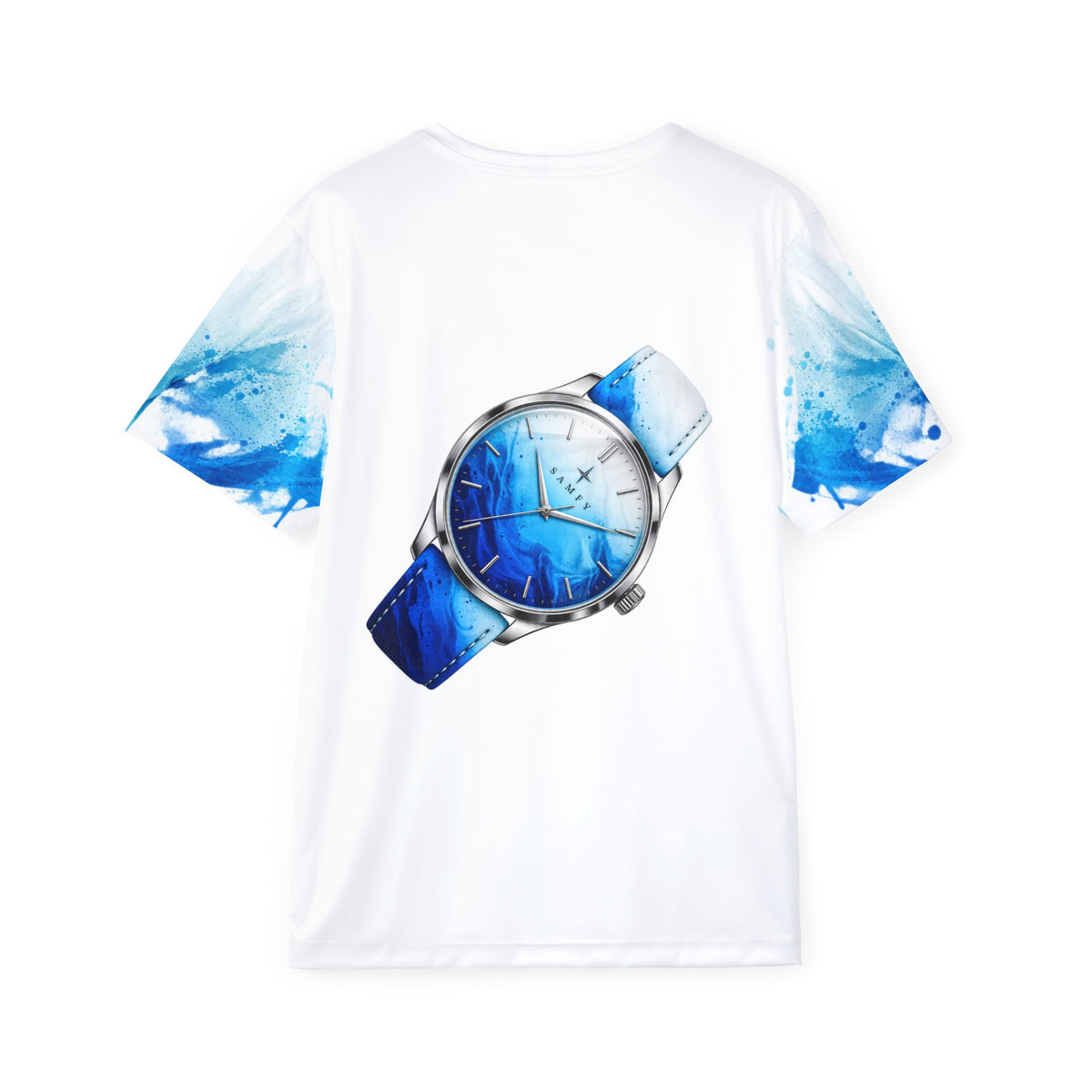 Blue Wave Sports Jersey — Men's All-Over Print Athletic Tee with Watch Graphic