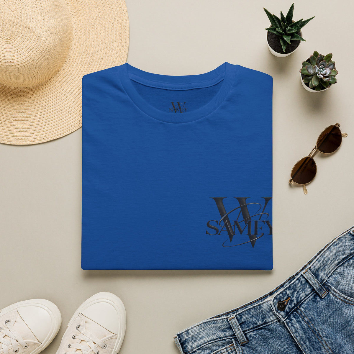 Minimal Monogram 'W' & 'SAMEY' Chest Logo T-Shirt