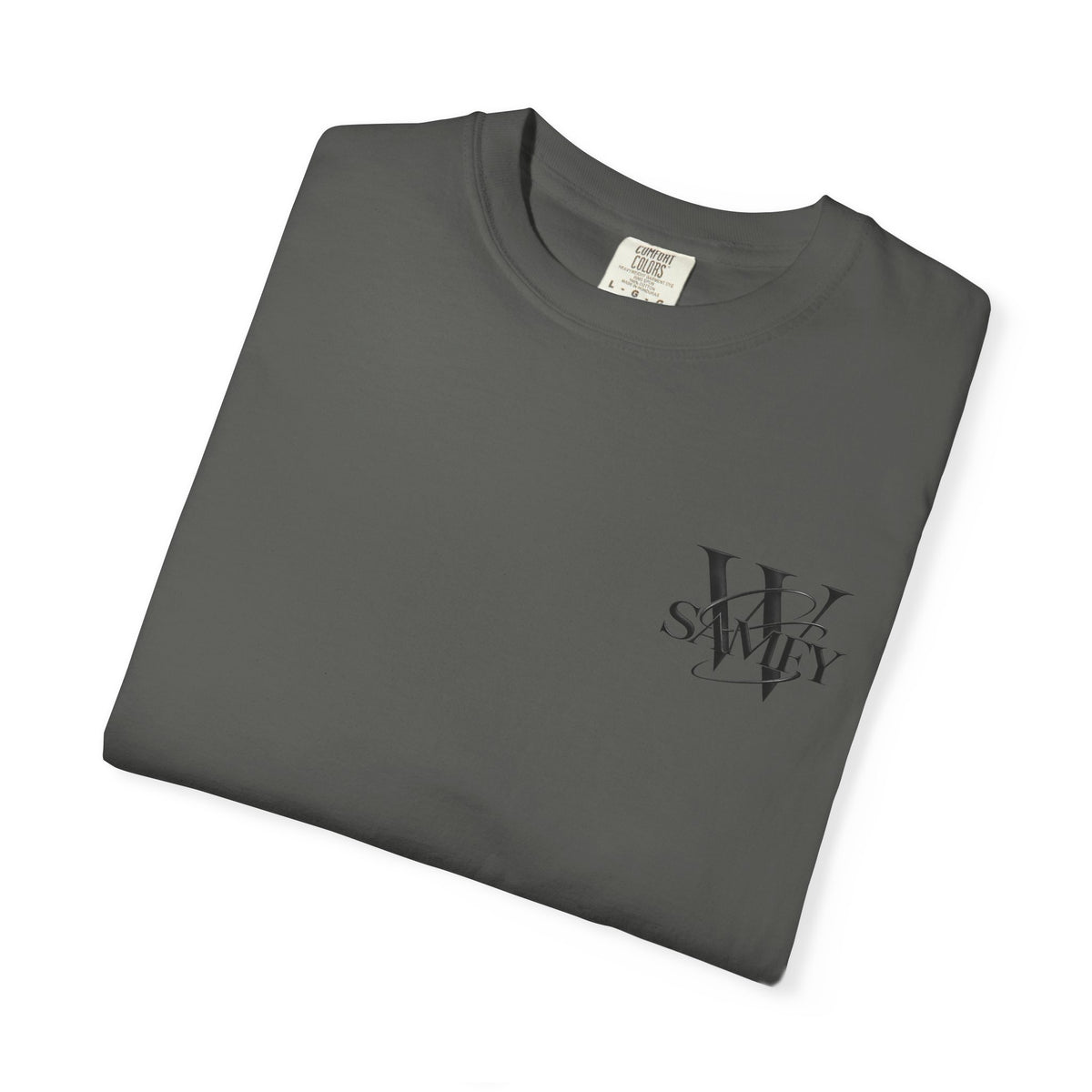 Angel Statue Cosmic Backprint T-Shirt — Blindfolded Angel with Planetary Halo Graphic