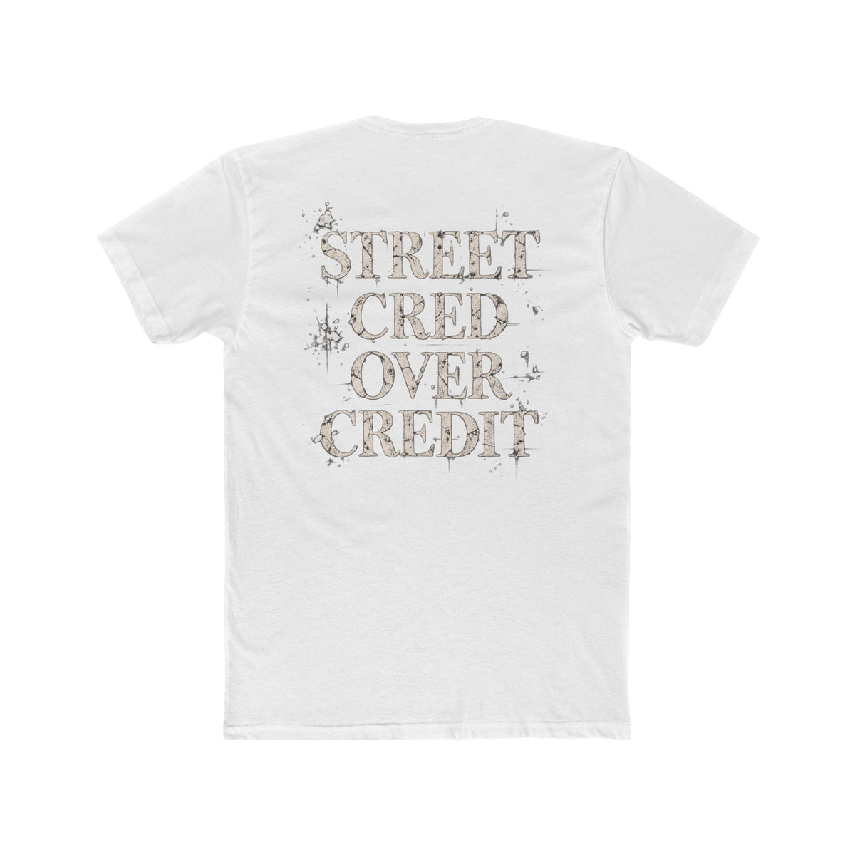 Samfy ‘Street Cred Over Credit’ Graphic Tee — Vintage Text Cotton Crew Shirt
