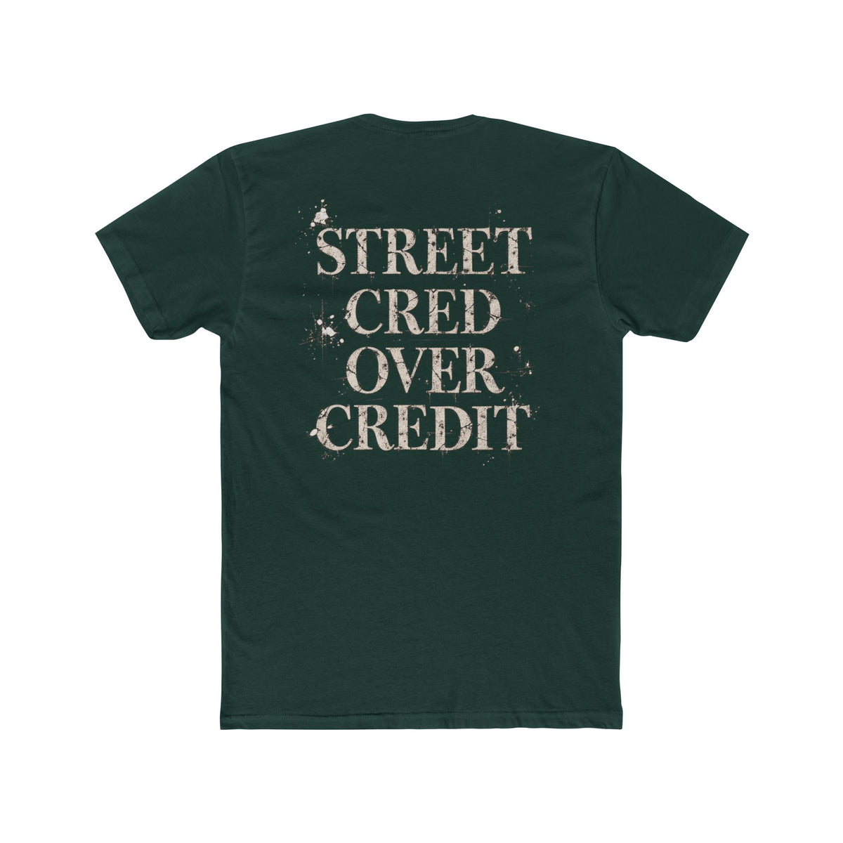 Samfy ‘Street Cred Over Credit’ Graphic Tee — Vintage Text Cotton Crew Shirt