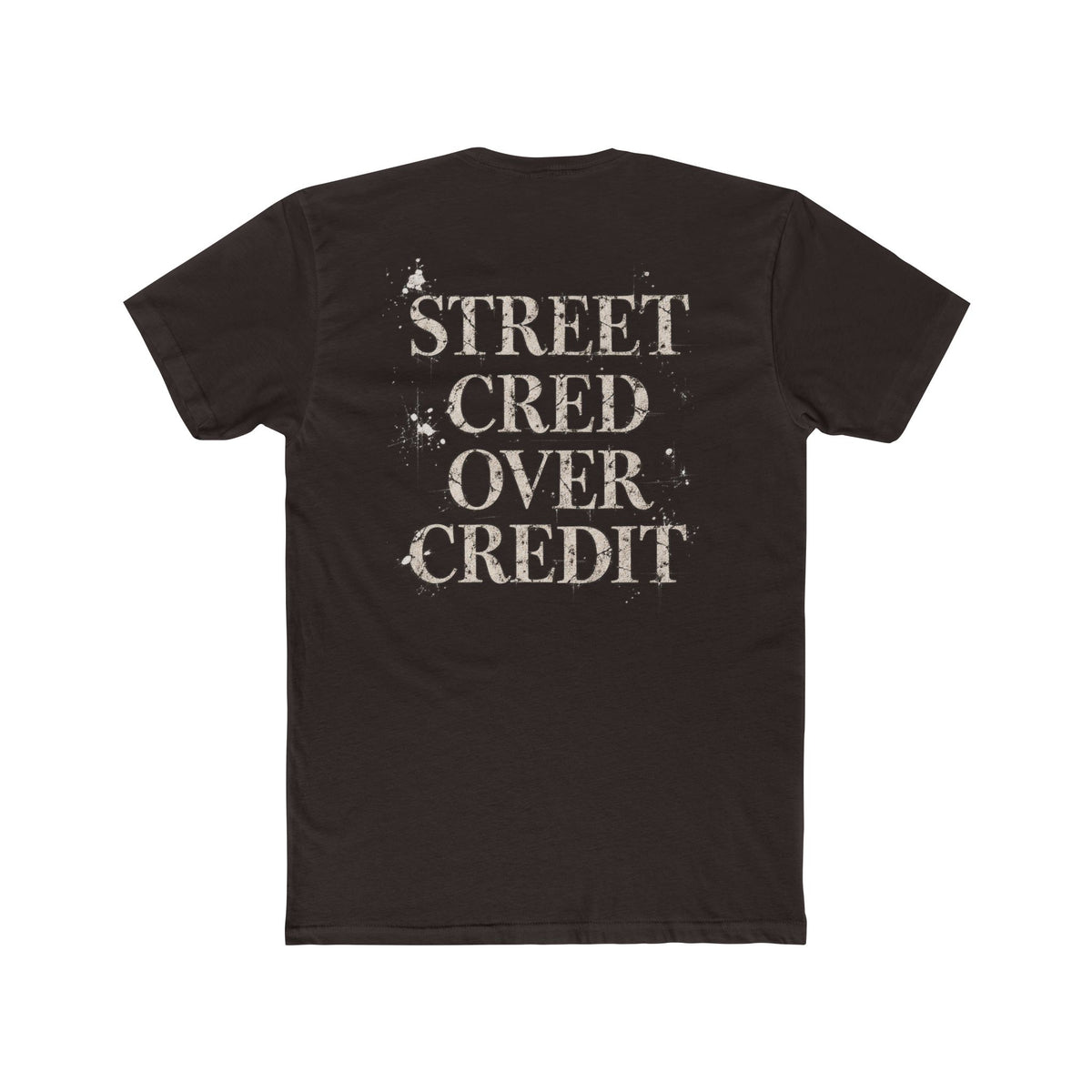 Samfy ‘Street Cred Over Credit’ Graphic Tee — Vintage Text Cotton Crew Shirt