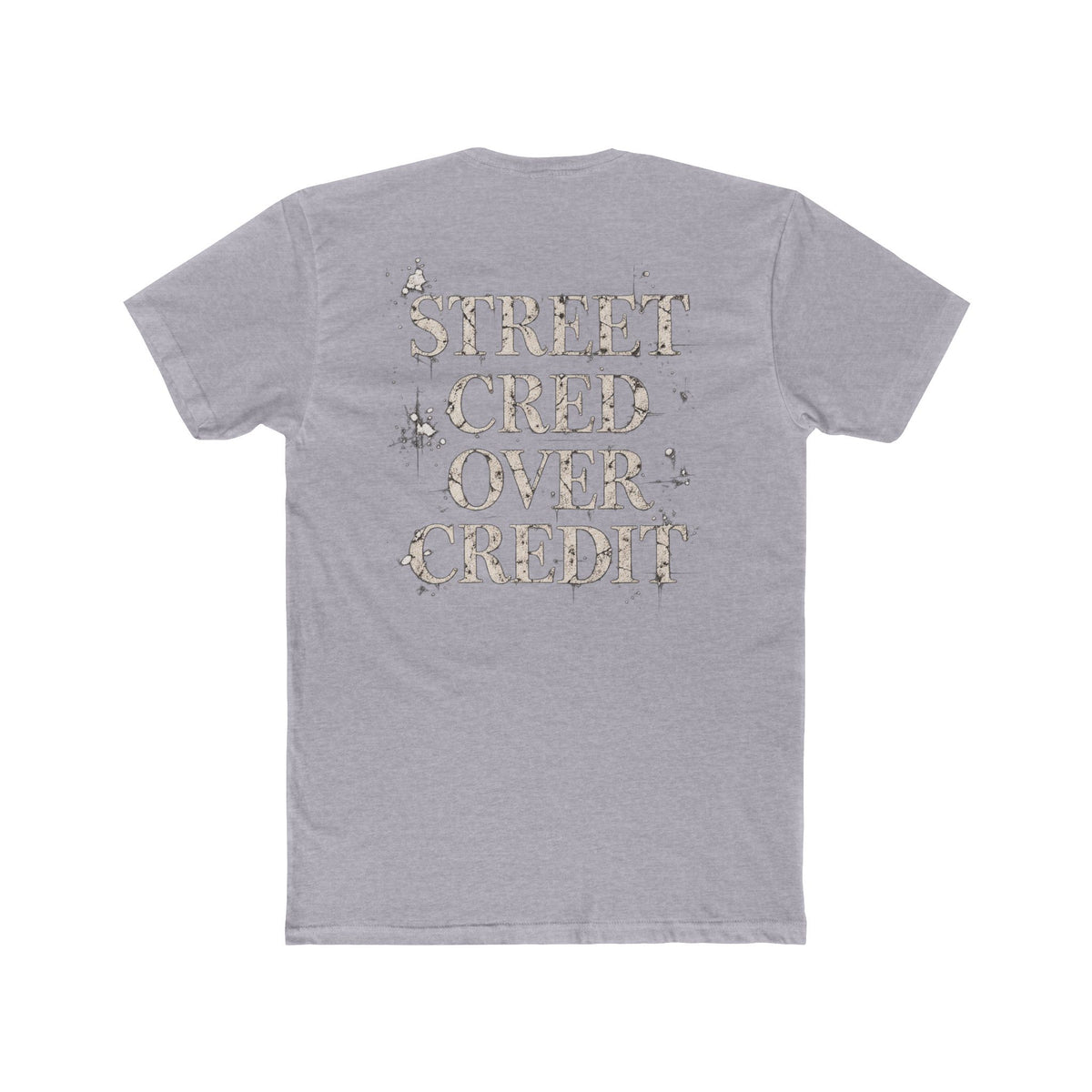 Samfy ‘Street Cred Over Credit’ Graphic Tee — Vintage Text Cotton Crew Shirt